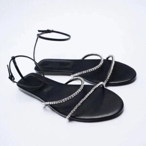 Zara Sparkly Low Heeled Sandals (size 9)